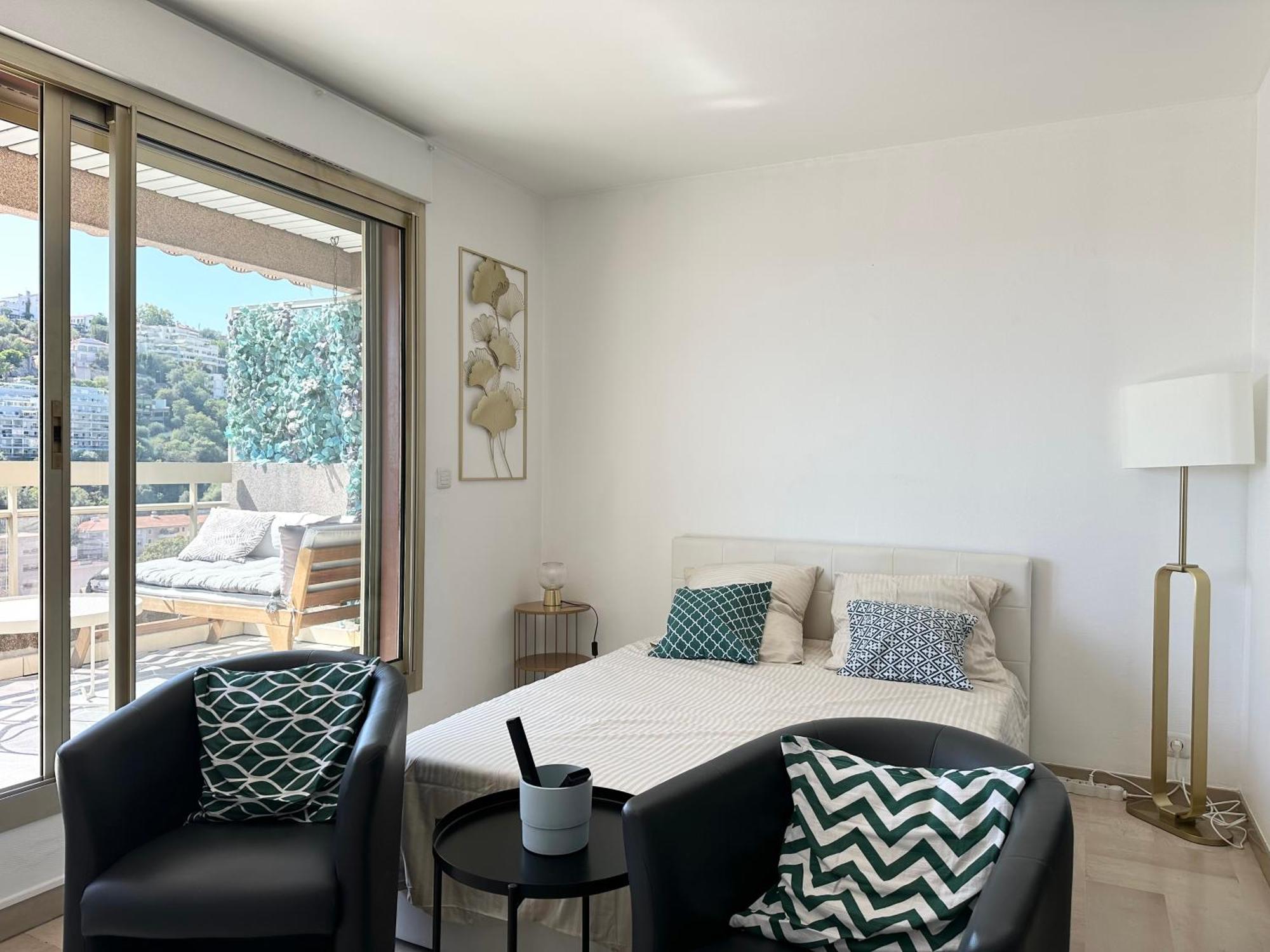 Nice, Grand Studio - Piscine - Terrasse Vue Mer Apartment Exterior foto